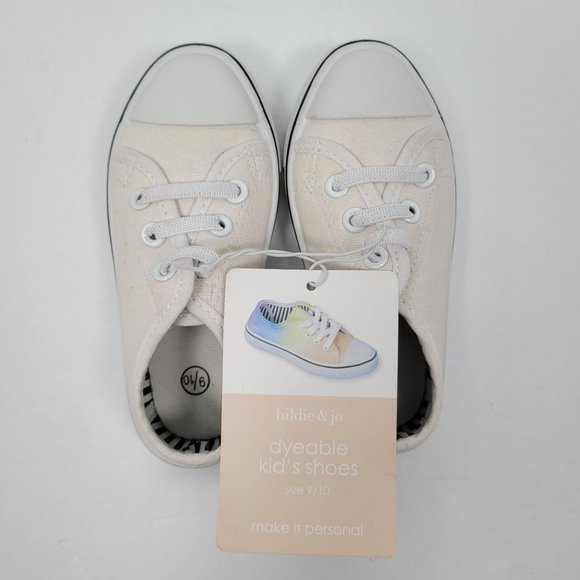 Hildie & Jo Dyeable Kid's White Canvas Shoes US Size 9/10 NWT - Picture 6 of 9